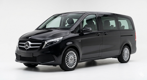 black Mercedes V Class A black Mercedes V Class, a vehicle used by Padiham Airport Transfers